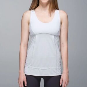LULULEMON Heathered‎ Gray Wee Stripe Hustle & Bustle Active Run Tank Top Size 8